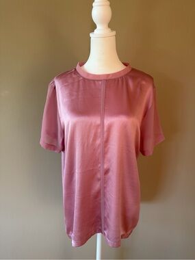 Women's Satin Short-Sleeve Top - Dusty Rose